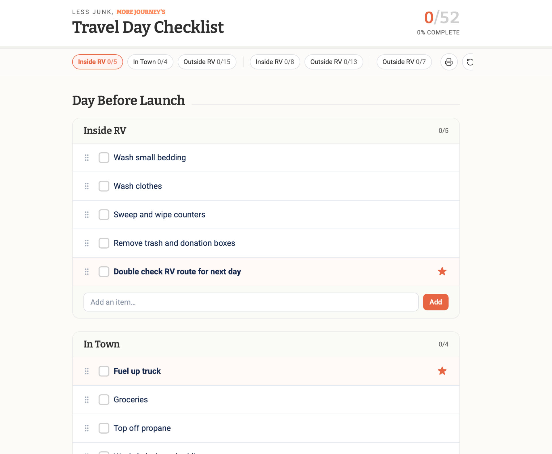 RV Travel Day Checklist