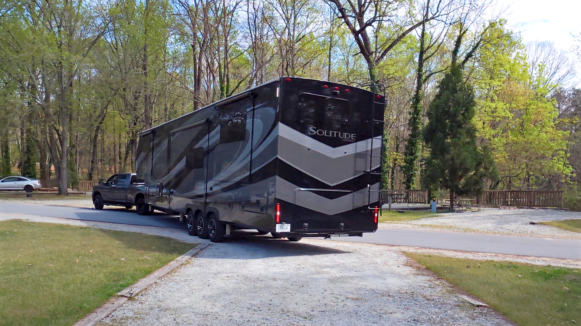 Backing the RV into a spot